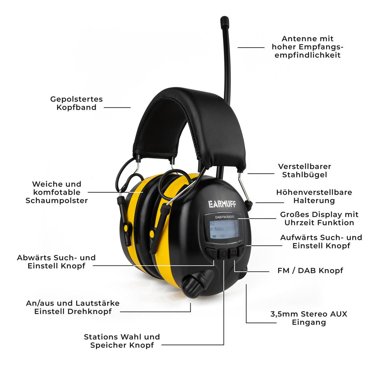 EARMUFF 31dB DAB+/FM/AUX
